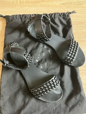 ASH Black Studded Open-Toe Ankle-Strap Sandals 100% leather includes dust bag